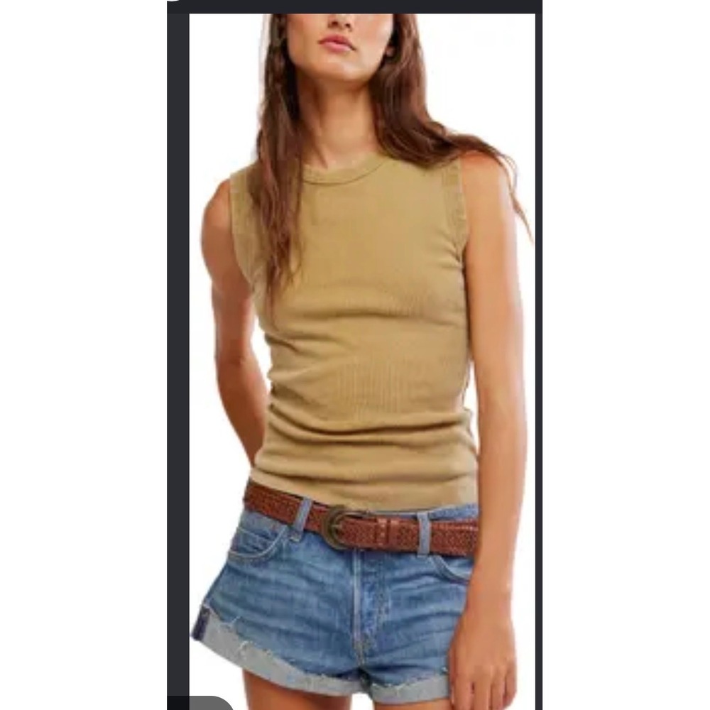 WE THE FREE Murphy Cotton Tank Yellow Tan Size Small